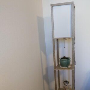 Shelf Floor Lamp with Shade and LED Bulb for Living Room, Bedroom Office Black